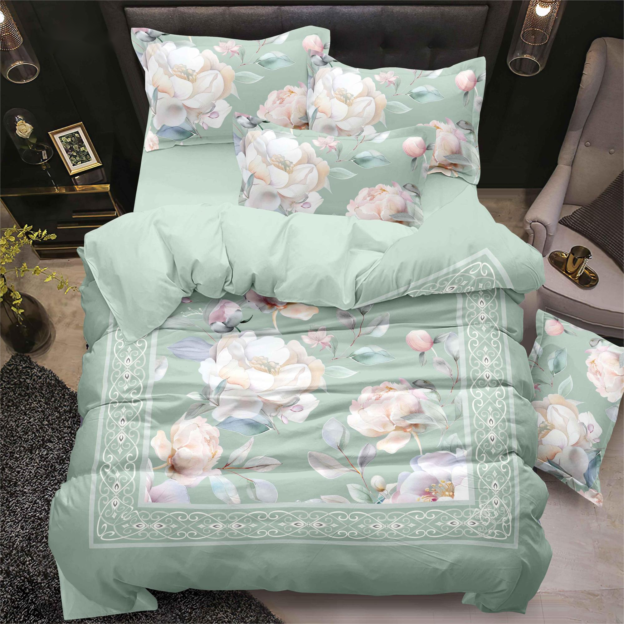 Lembaran Tempat Tidur Bercetak Digital 130gsm Hijau