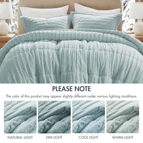 Set Sarung Duvet Bulu Tiruan, Set Peralatan Tempat Tidur Mewah Sangat Lembut dengan Tekstur Berusuk, Set Sarung Selimut Mewah Mewah