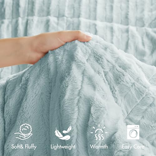 Set Sarung Duvet Bulu Tiruan, Set Peralatan Tempat Tidur Mewah Sangat Lembut dengan Tekstur Berusuk, Set Sarung Selimut Mewah Mewah