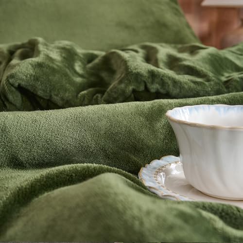 Set Selimut Baldu Hijau Hutan – Set Peralatan Tempat Tidur 3 Keping Berkuilt Ultra Lembut