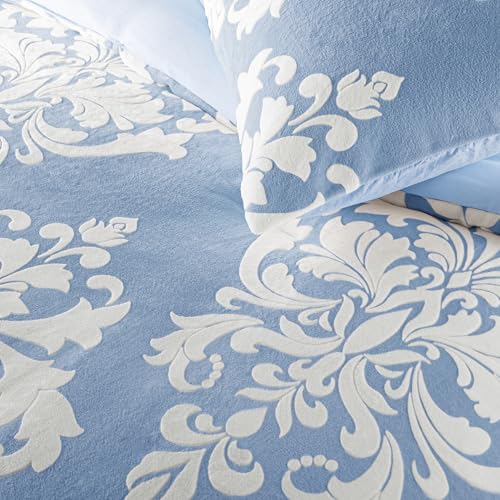 Selimut Musim Sejuk Flanel Bercetak Burnout, Kuilt Bohemian Plush dengan Sandaran Microfiber Ultra Lembut, Peralatan Tempat Tidur Panas Sepanjang Musim