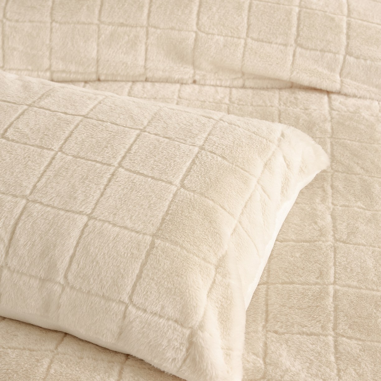 Set Selimut Bulu Arnab Tiruan & Baldu Susu – Set Tempat Tidur Jacquard Lembut 3 Keping
